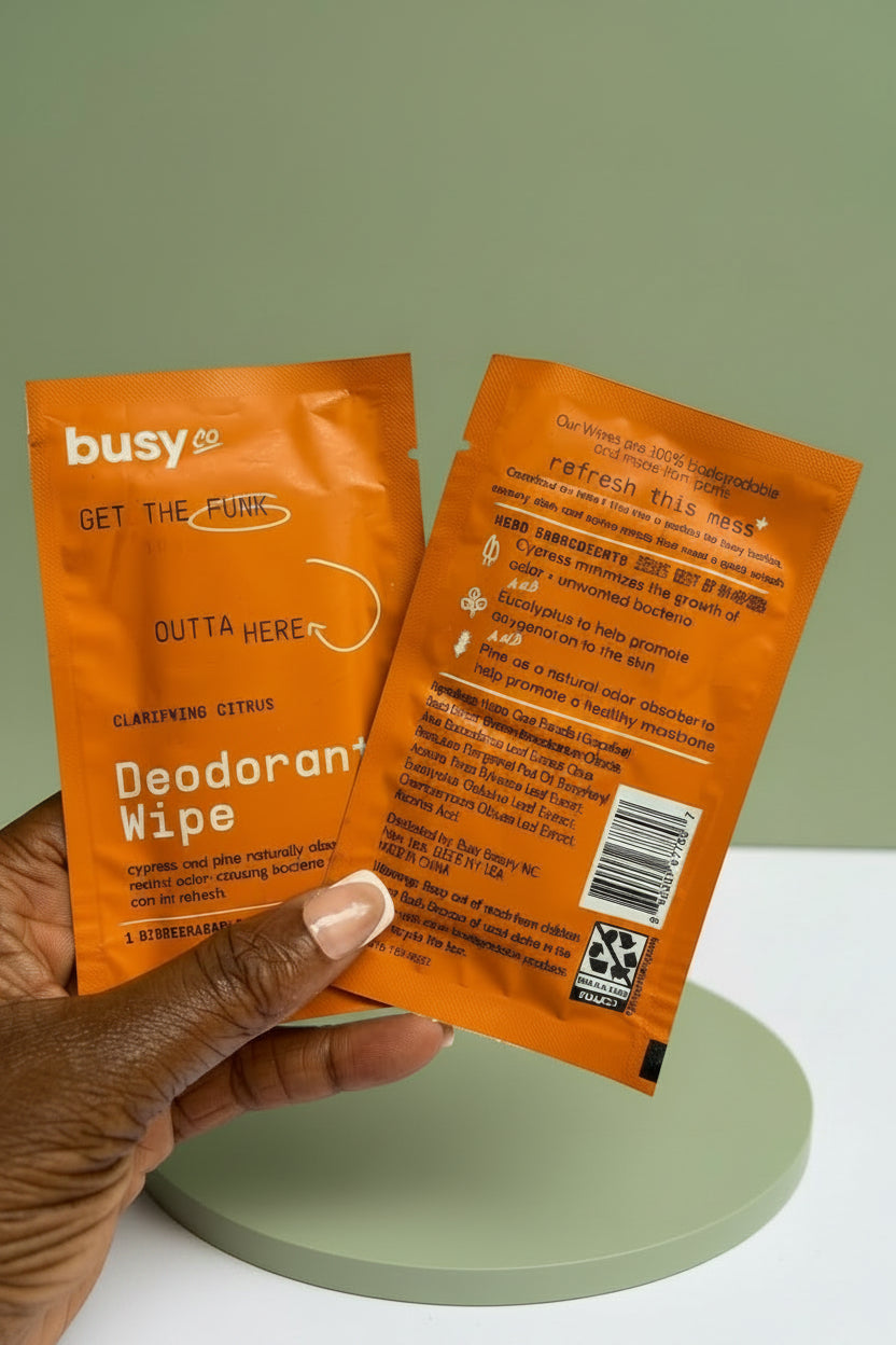 Busy Co Deodorant Wipe... Cant bathe immediately use this