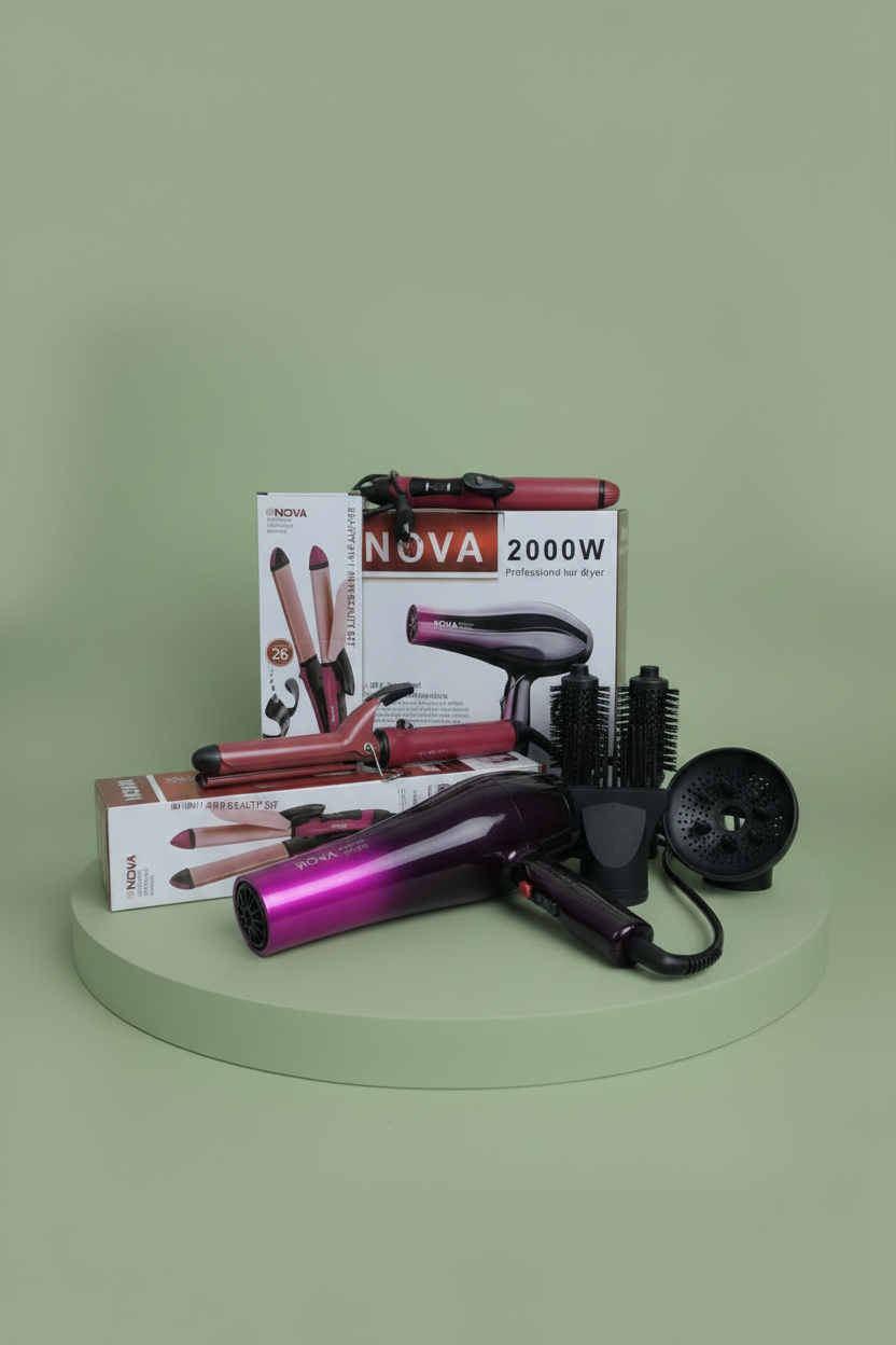 Nova hair dryer and 2 in one curler combo
